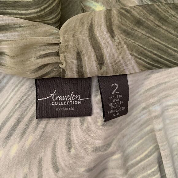 Chico's Travelers Womens Size Large Multicolor Foliage Leaf Print Open Cardigan - Picture 5 of 7